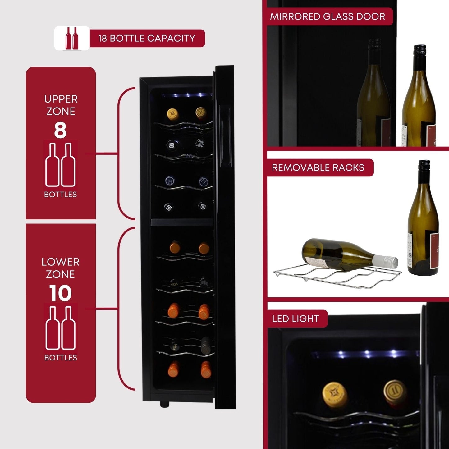 Frigorifero per vino indipendente Koolatron Slim Dual Zone da 18 bottiglie