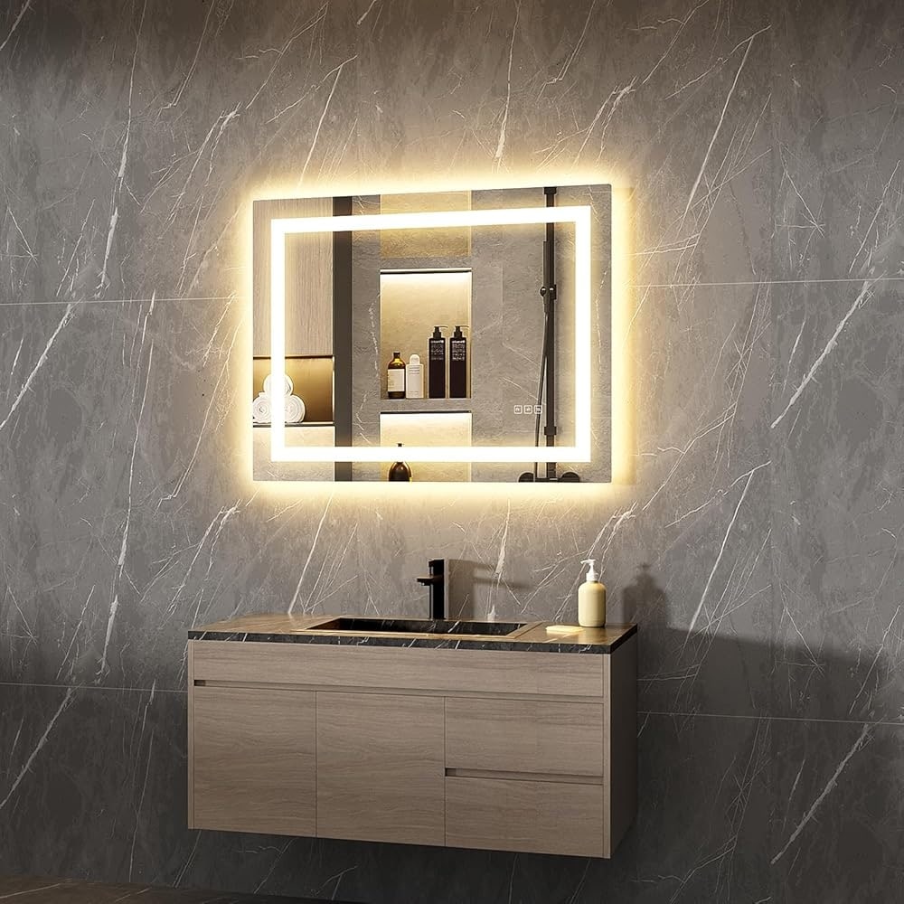 Specchio da bagno con retroilluminazione a LED e illuminazione frontale