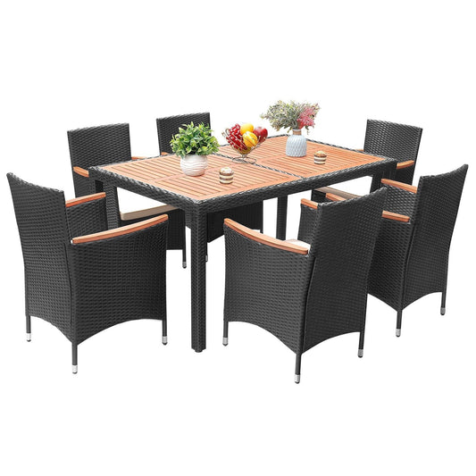 Set da pranzo per esterni in vimini/legno di acacia Lacoo PE