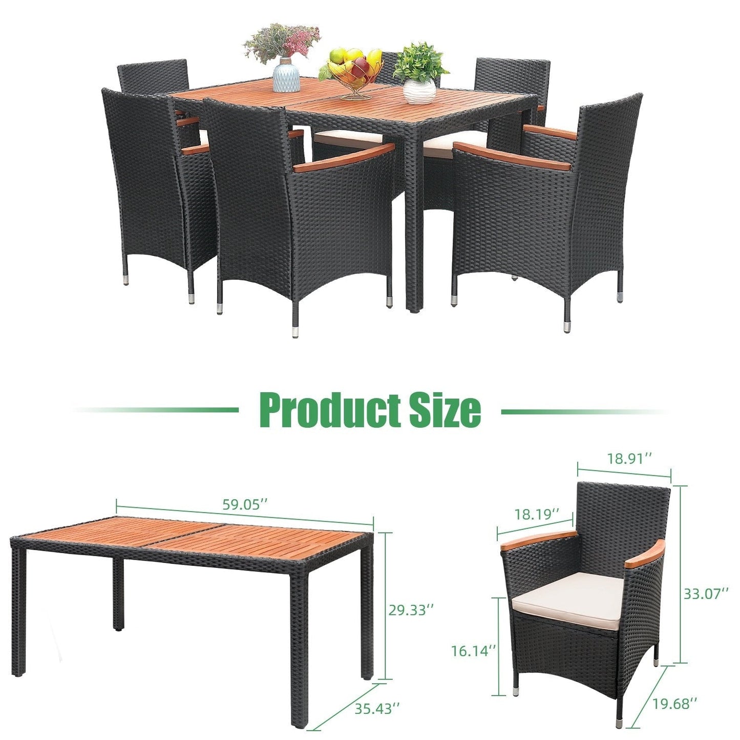 Set da pranzo per esterni in vimini/legno di acacia Lacoo PE