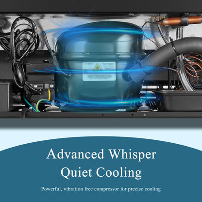 Refrigeratore Lanbo Dual Zone da 24 pollici per 18 bottiglie di vino e 55 lattine di bevande, in acciaio inossidabile e vetro con porta francese