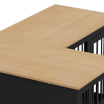 Grande cuccia angolare per cani per 2 cani, gabbia a forma di L - 58,7X41,1