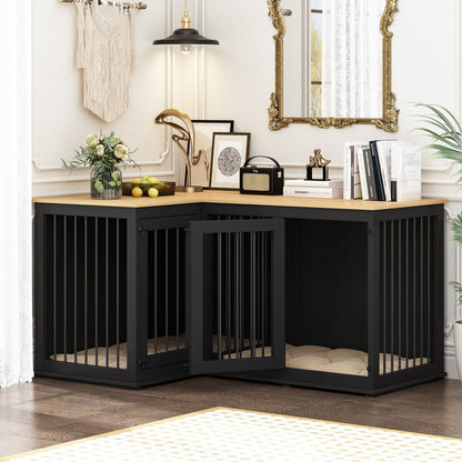 Grande cuccia angolare per cani per 2 cani, gabbia a forma di L - 58,7X41,1