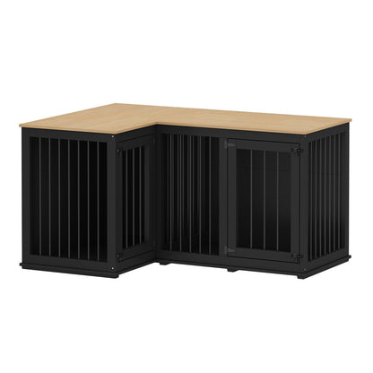 Grande cuccia angolare per cani per 2 cani, gabbia a forma di L - 58,7X41,1