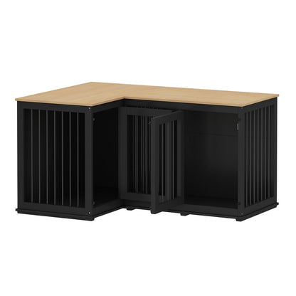 Grande cuccia angolare per cani per 2 cani, gabbia a forma di L - 58,7X41,1