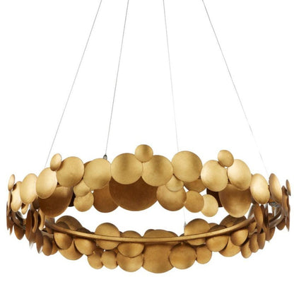 Lampadario a disco in oro spazzolato