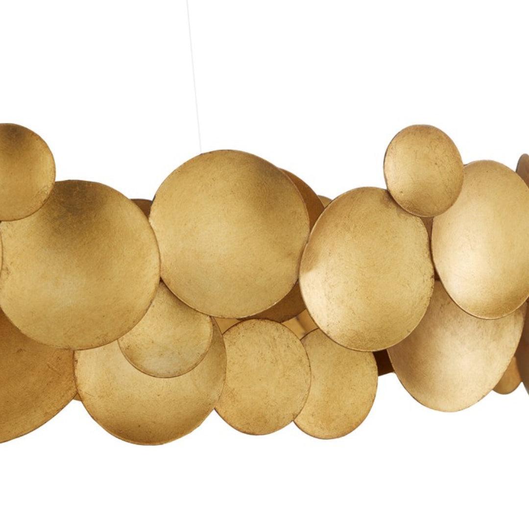 Lampadario a disco in oro spazzolato