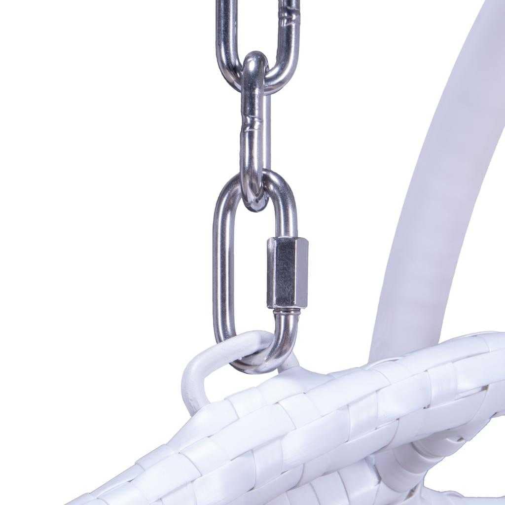 Sedia a forma di uovo sospesa LeisureMod per 2 persone con supporto - Amaca da esterno/interno in rattan e vimini per patio con cuscini