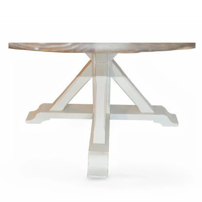 Tavolo da pranzo rotondo con base a croce in stile fattoria