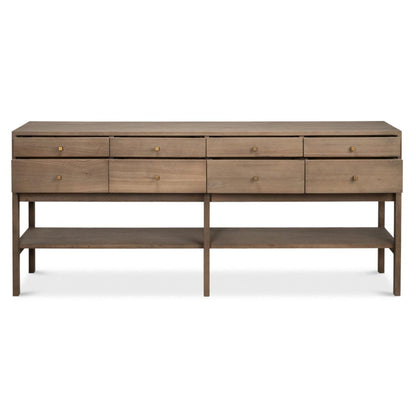 Tavolo consolle rustico di transizione a 8 cassetti