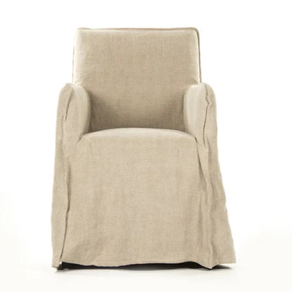 Sedia da pranzo rivestita in lino