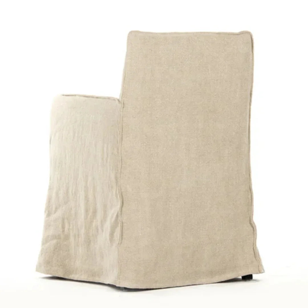 Sedia da pranzo rivestita in lino