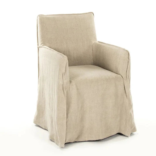 Sedia da pranzo rivestita in lino