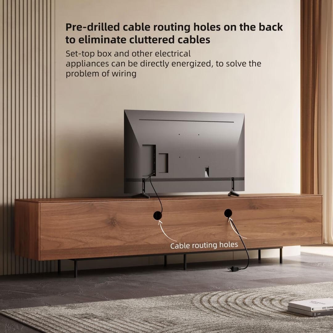 Mobile porta TV moderno di metà secolo con 4 ante, adatto a TV fino a 100 pollici, centro di intrattenimento per soggiorno