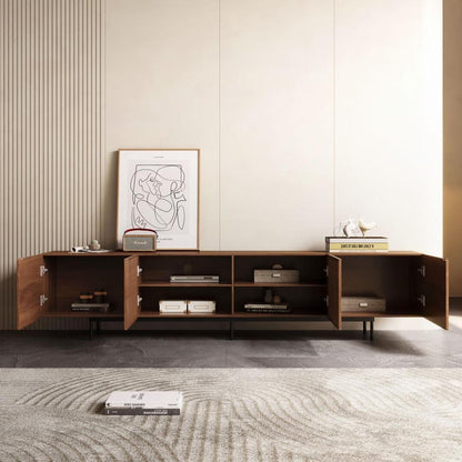 Mobile porta TV moderno di metà secolo con 4 ante, adatto a TV fino a 100 pollici, centro di intrattenimento per soggiorno