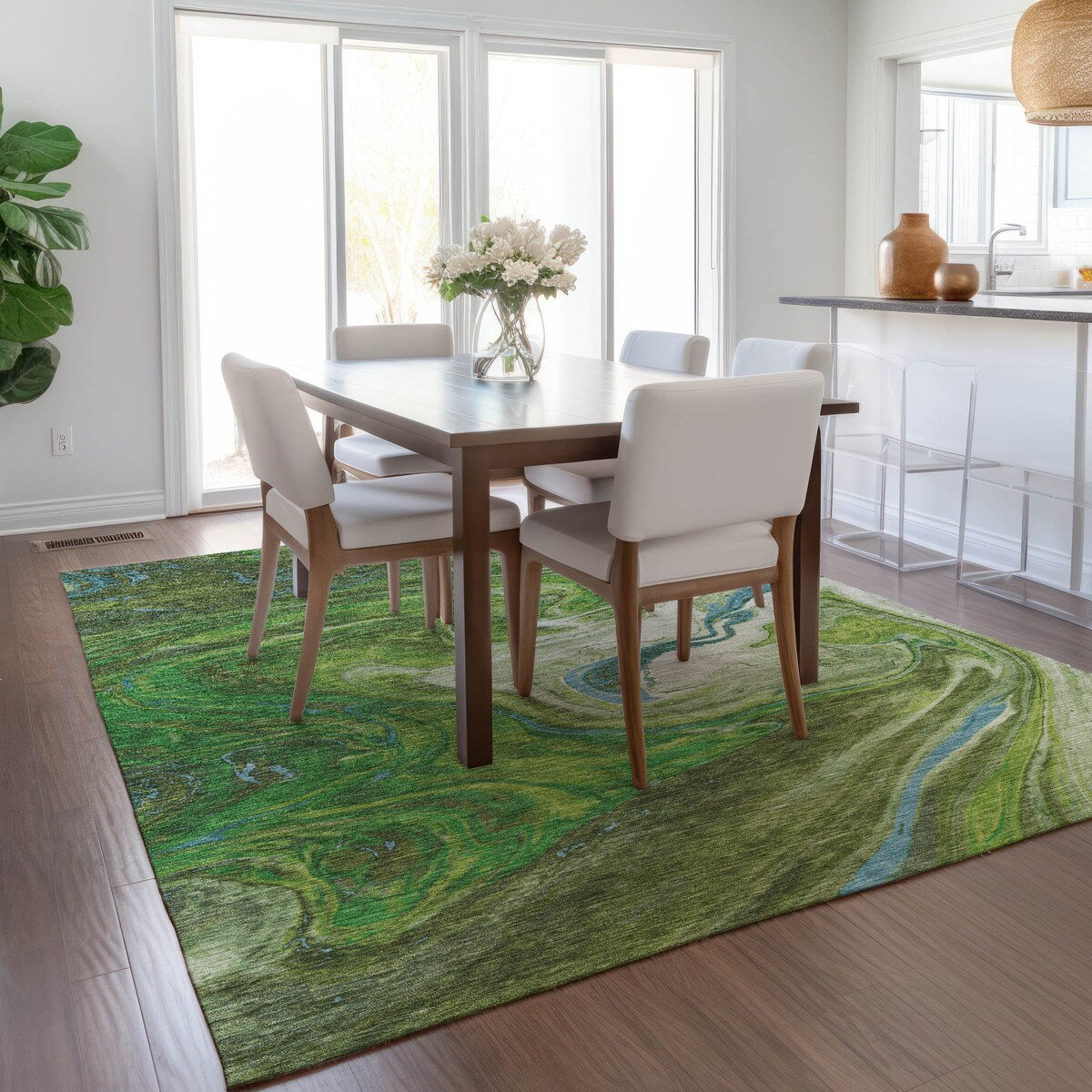 Tappeto Chantille con pennellate astratte, lavabile in lavatrice, per interni ed esterni