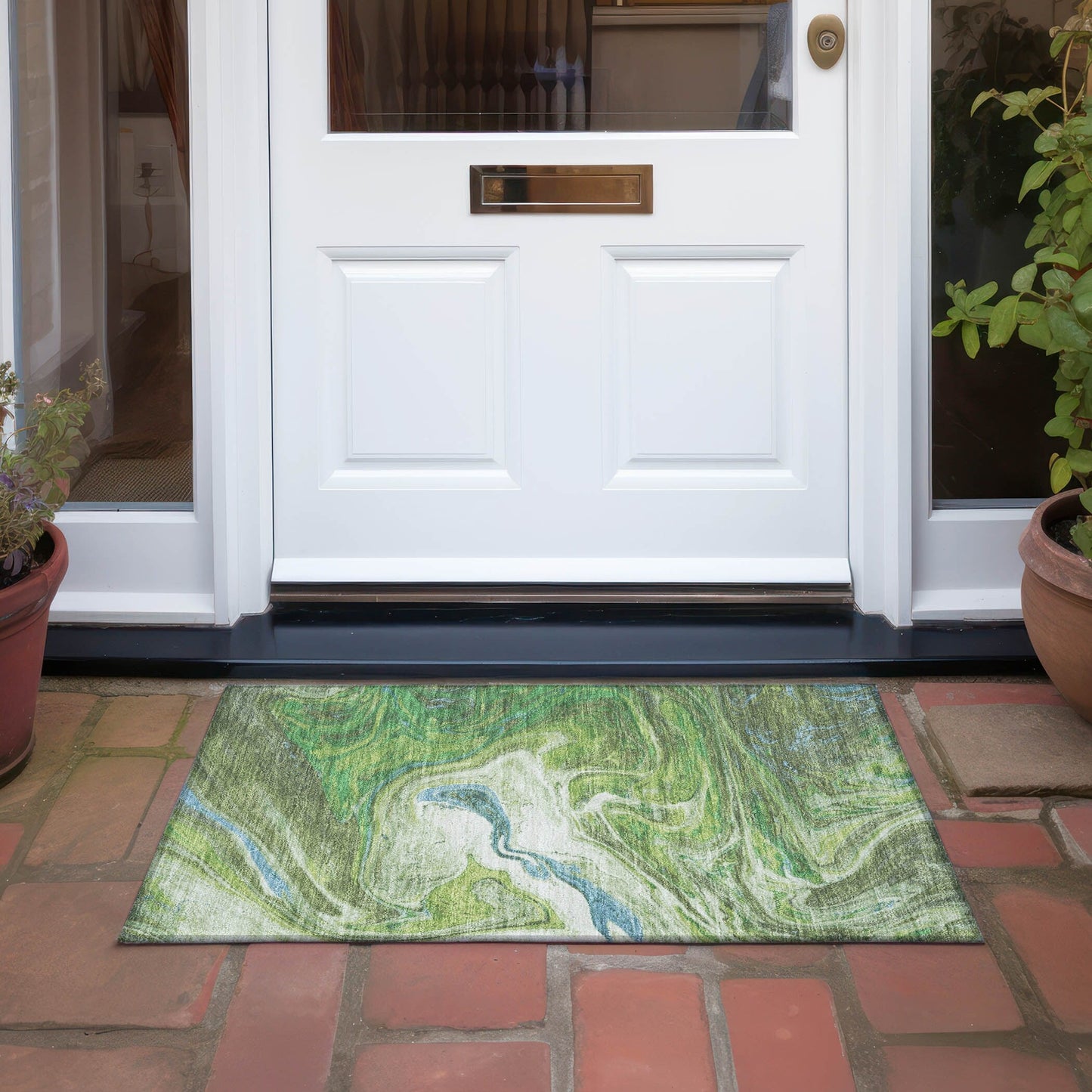 Tappeto Chantille con pennellate astratte, lavabile in lavatrice, per interni ed esterni