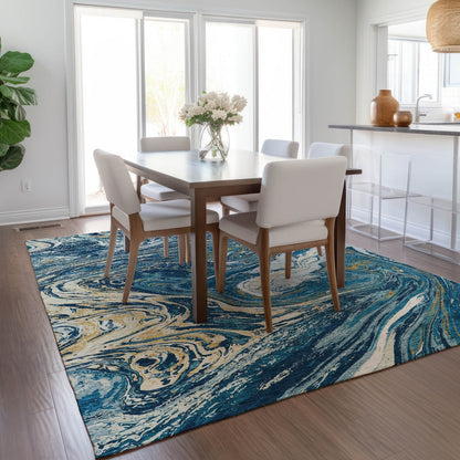 Tappeto Chantille con pennellate astratte, lavabile in lavatrice, per interni ed esterni