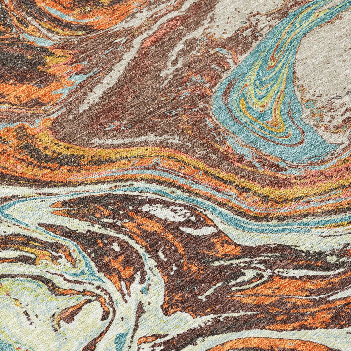 Tappeto Chantille con pennellate astratte, lavabile in lavatrice, per interni ed esterni