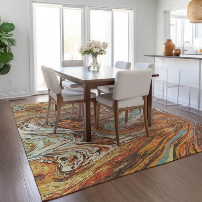 Tappeto Chantille con pennellate astratte, lavabile in lavatrice, per interni ed esterni