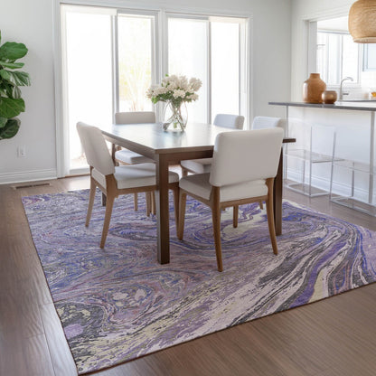 Tappeto Chantille con pennellate astratte, lavabile in lavatrice, per interni ed esterni