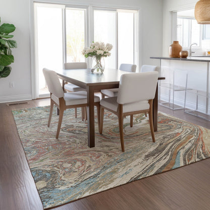 Tappeto Chantille con pennellate astratte, lavabile in lavatrice, per interni ed esterni