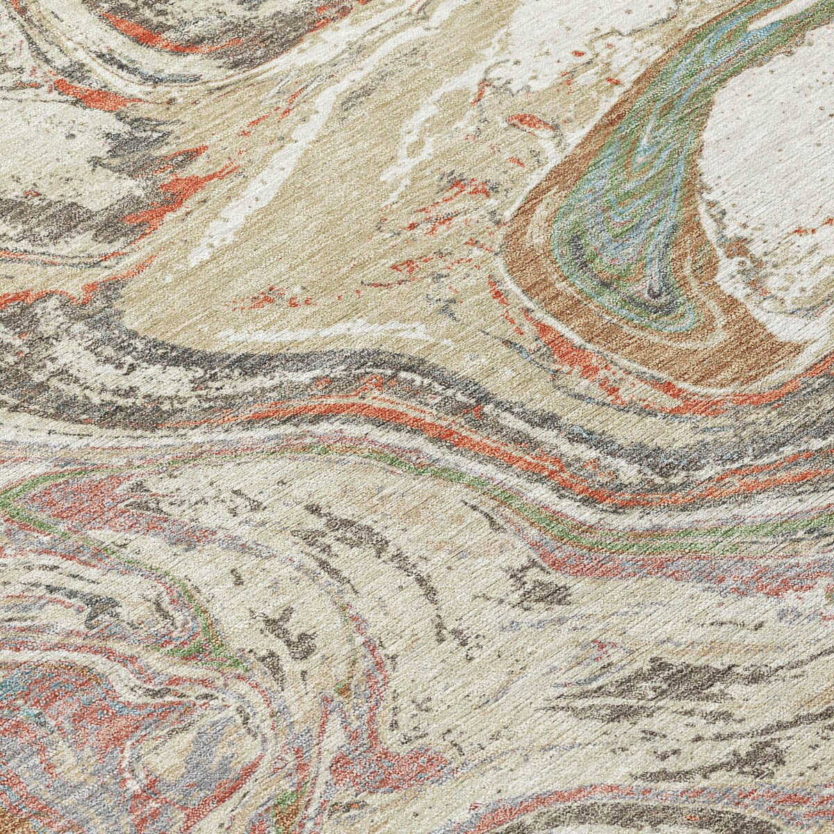 Tappeto Chantille con pennellate astratte, lavabile in lavatrice, per interni ed esterni