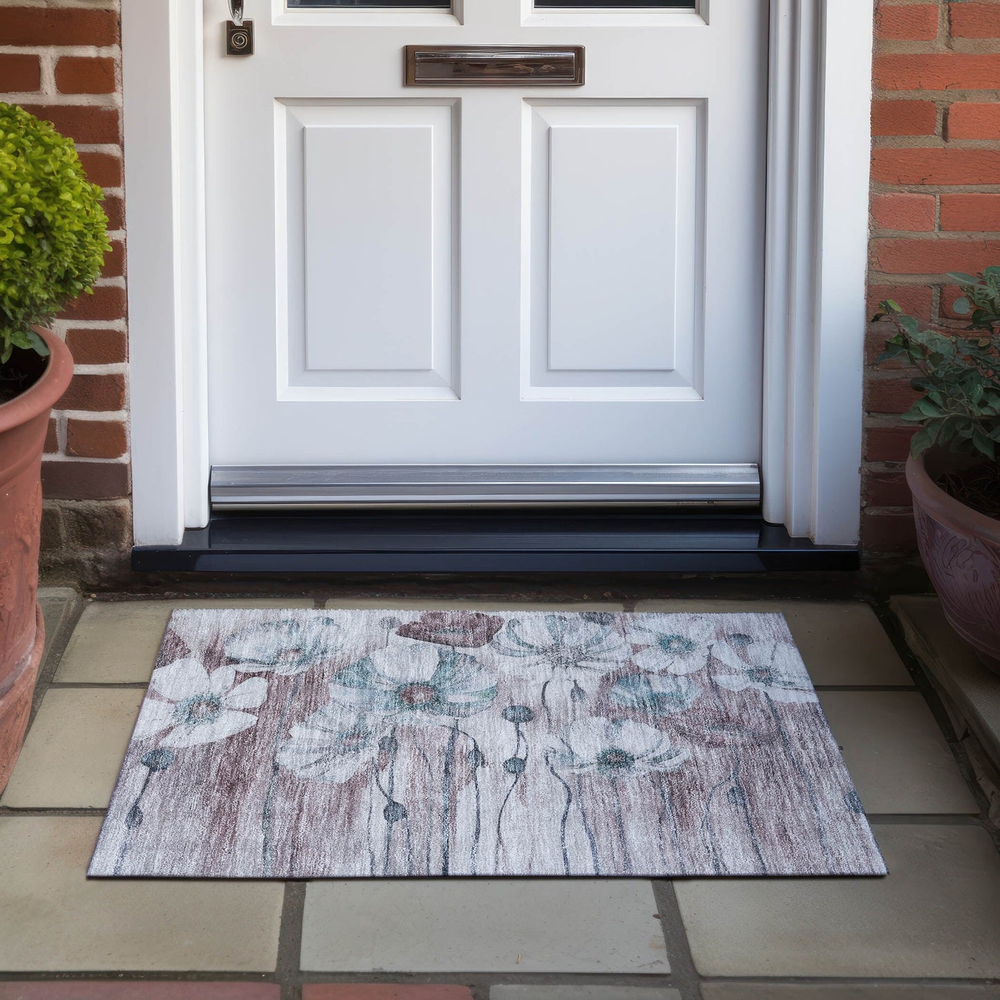 Tappeto moderno Chantille floreale lavabile in lavatrice per interni/esterni