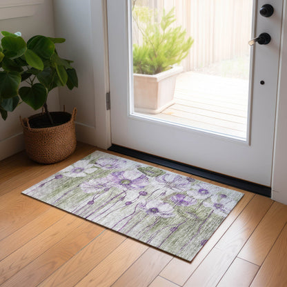 Tappeto moderno Chantille floreale lavabile in lavatrice per interni/esterni