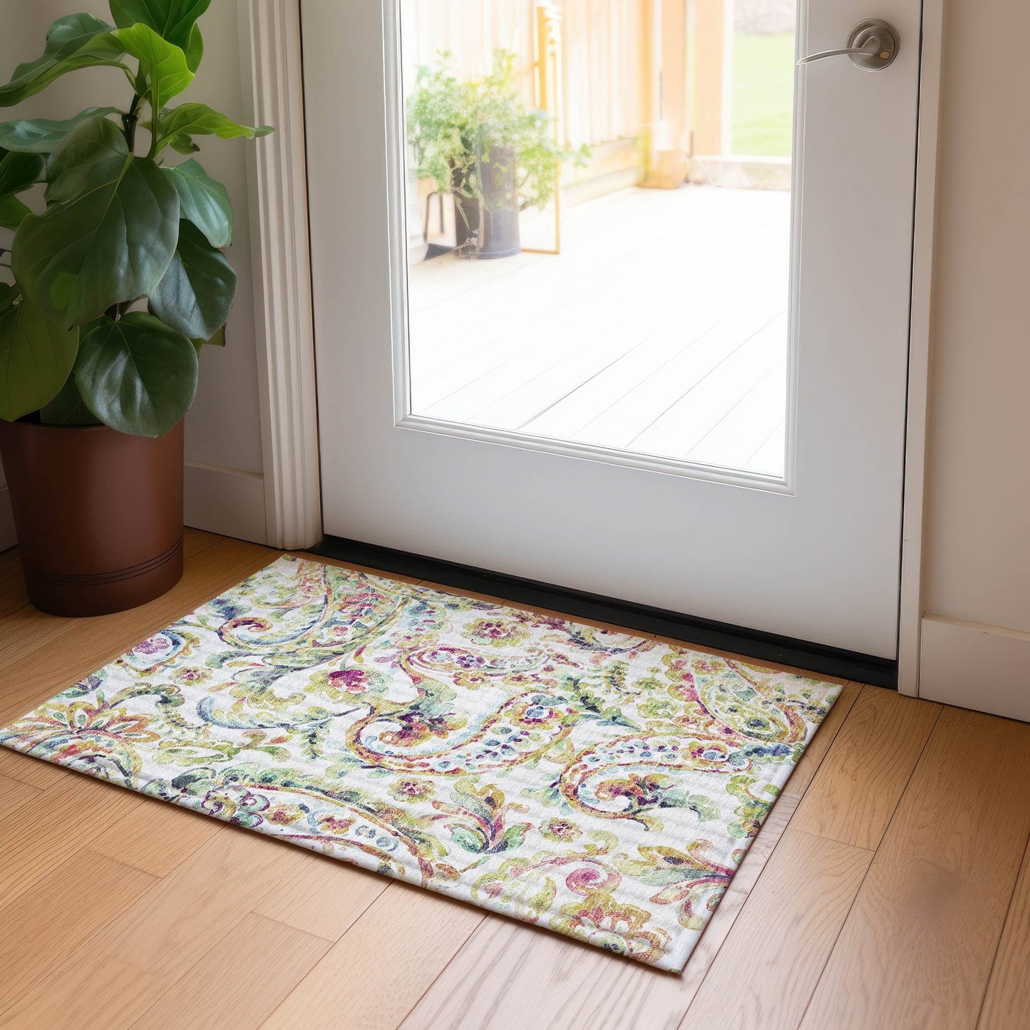 Tappeto Chantille tradizionale a volute, lavabile in lavatrice, per interni ed esterni