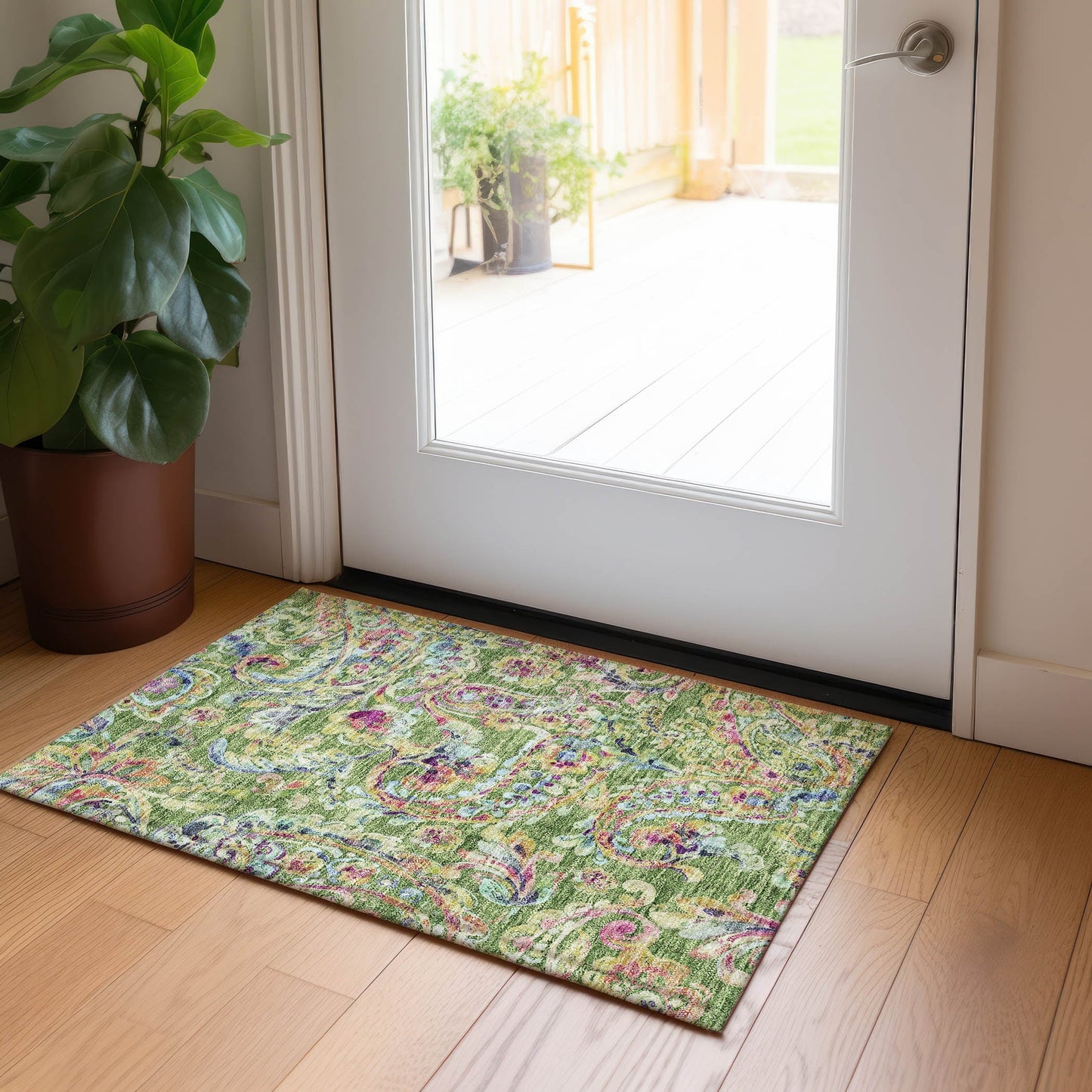 Tappeto Chantille tradizionale a volute, lavabile in lavatrice, per interni ed esterni