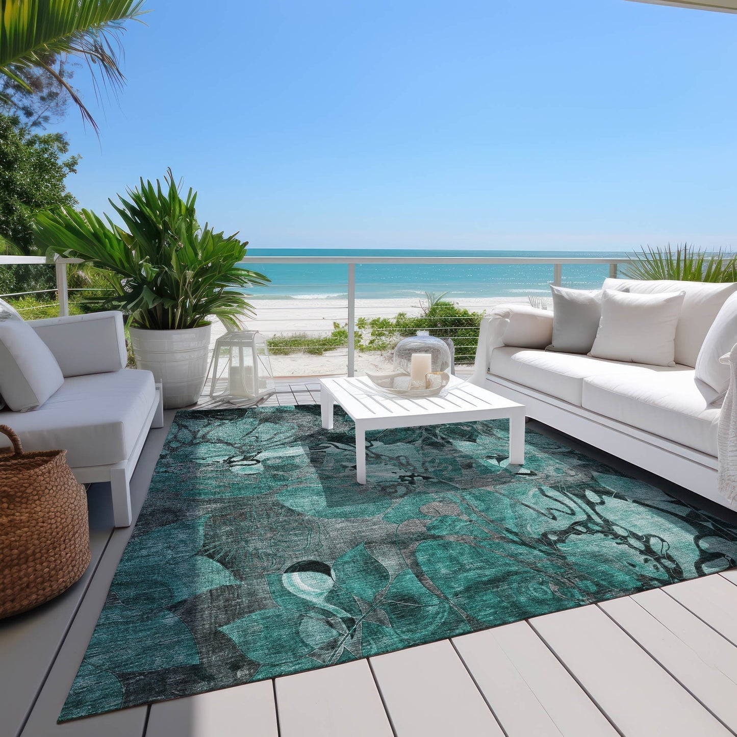 Tappeto Chantille moderno floreale per interni/esterni lavabile in lavatrice