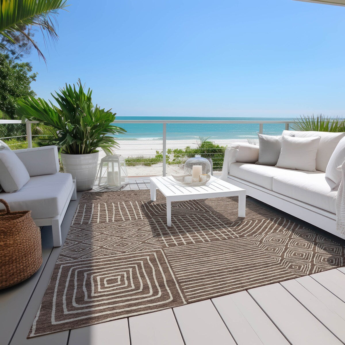 Tappeto Chantille moderno a mosaico, lavabile in lavatrice, per interni ed esterni