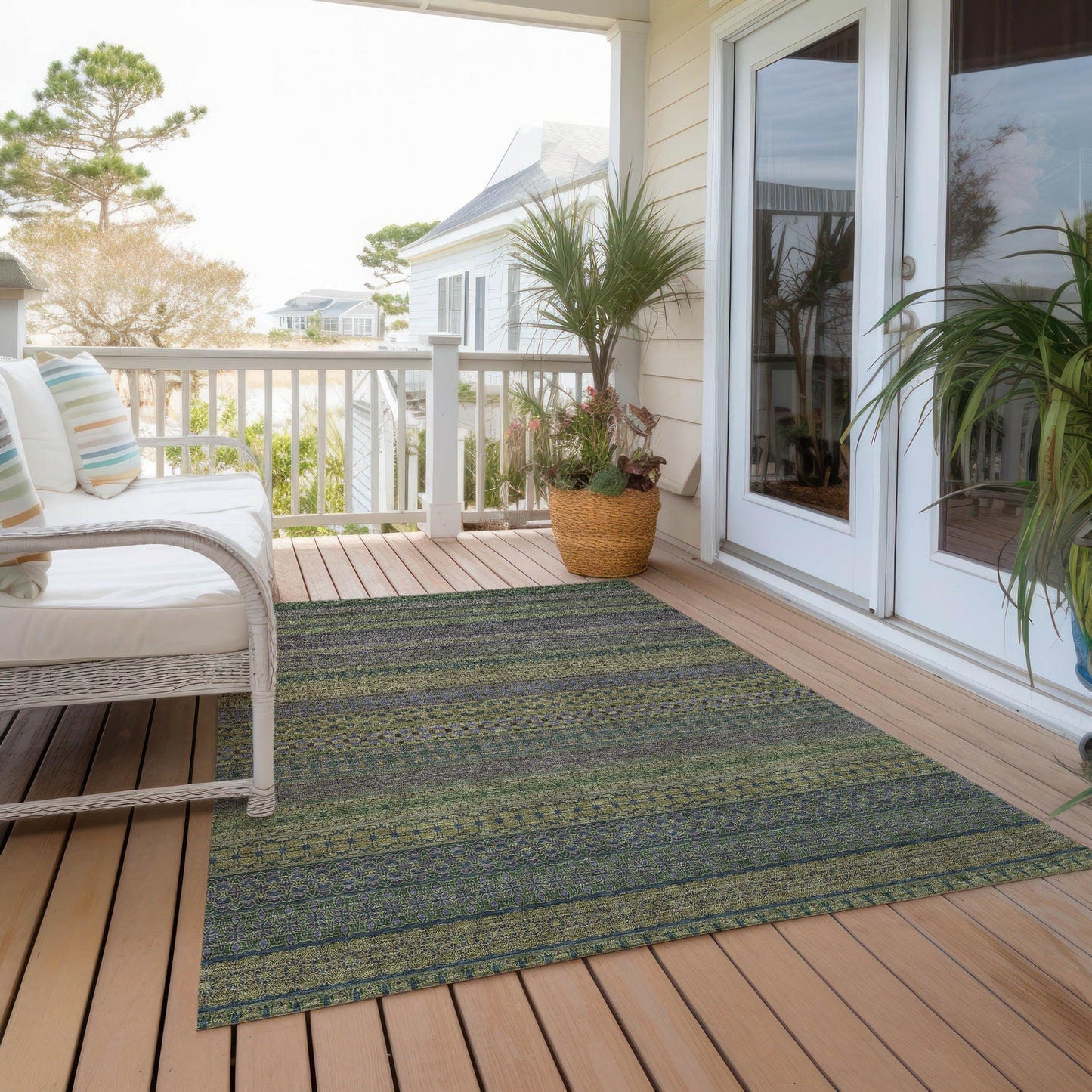 Tappeto Chantille a righe marocchine, lavabile in lavatrice, per interni ed esterni