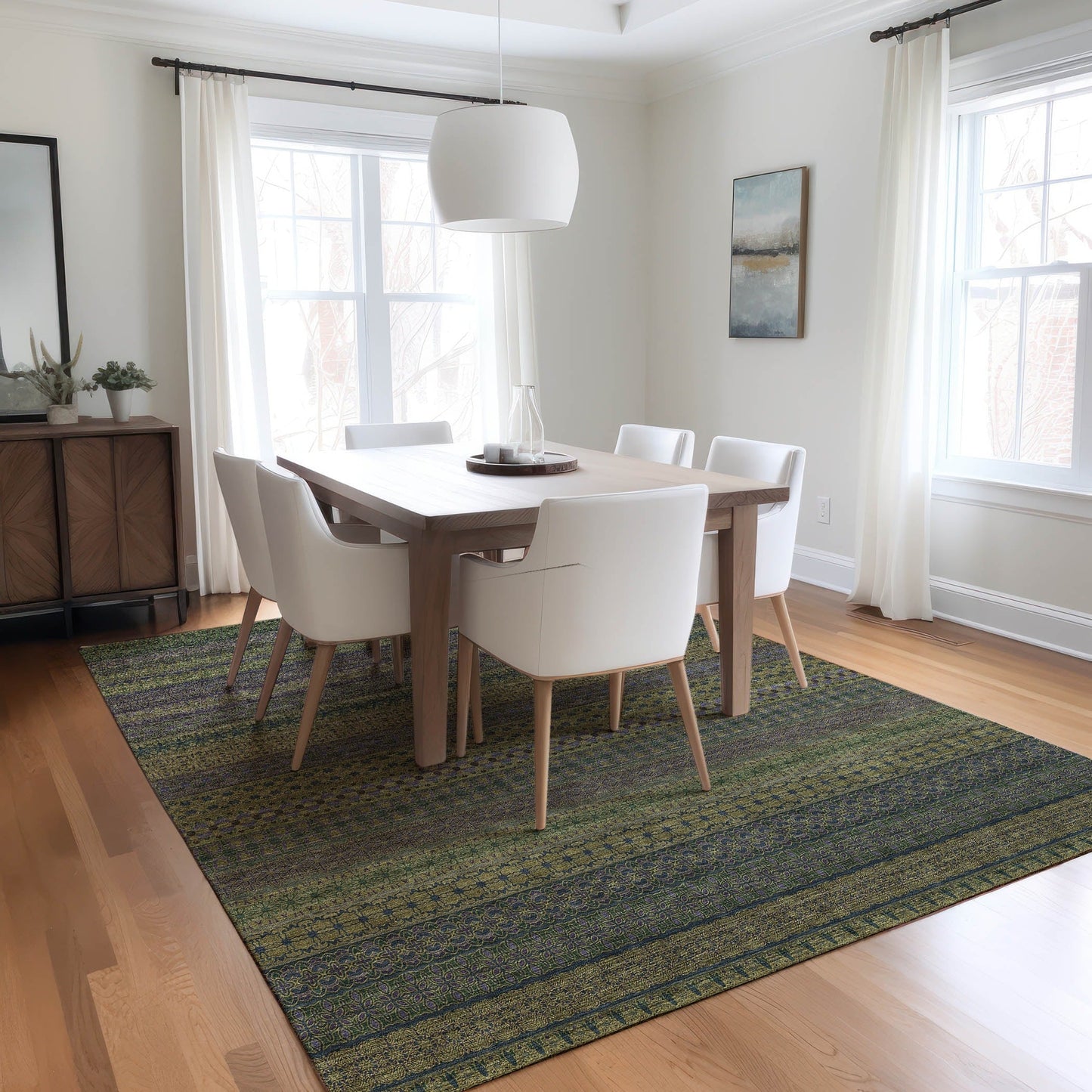 Tappeto Chantille a righe marocchine, lavabile in lavatrice, per interni ed esterni