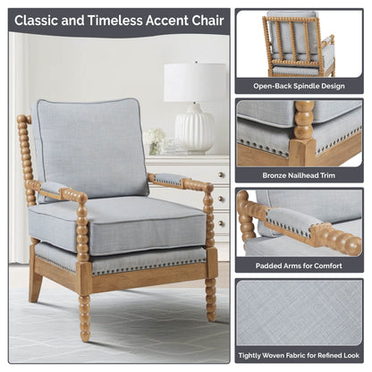 Poltrona Madison Park Donohue con struttura in legno tornito