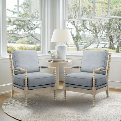 Poltrona Madison Park Donohue con struttura in legno tornito