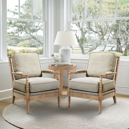 Poltrona Madison Park Donohue con struttura in legno tornito
