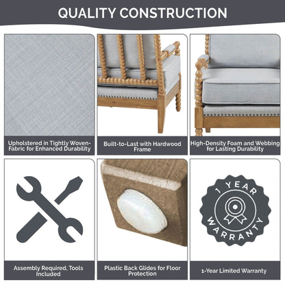 Poltrona Madison Park Donohue con struttura in legno tornito