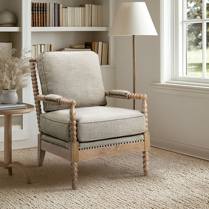 Poltrona Madison Park Donohue con struttura in legno tornito