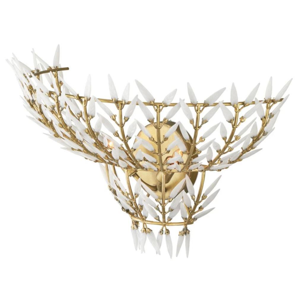 Applique da parete vintage con foglie in vetro