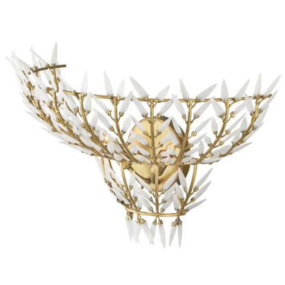 Applique da parete vintage con foglie in vetro