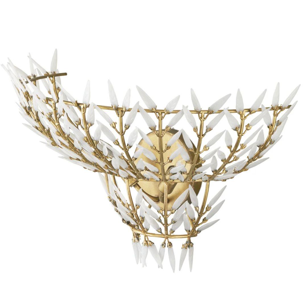 Applique da parete vintage con foglie in vetro