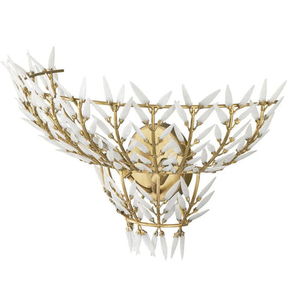 Applique da parete vintage con foglie in vetro