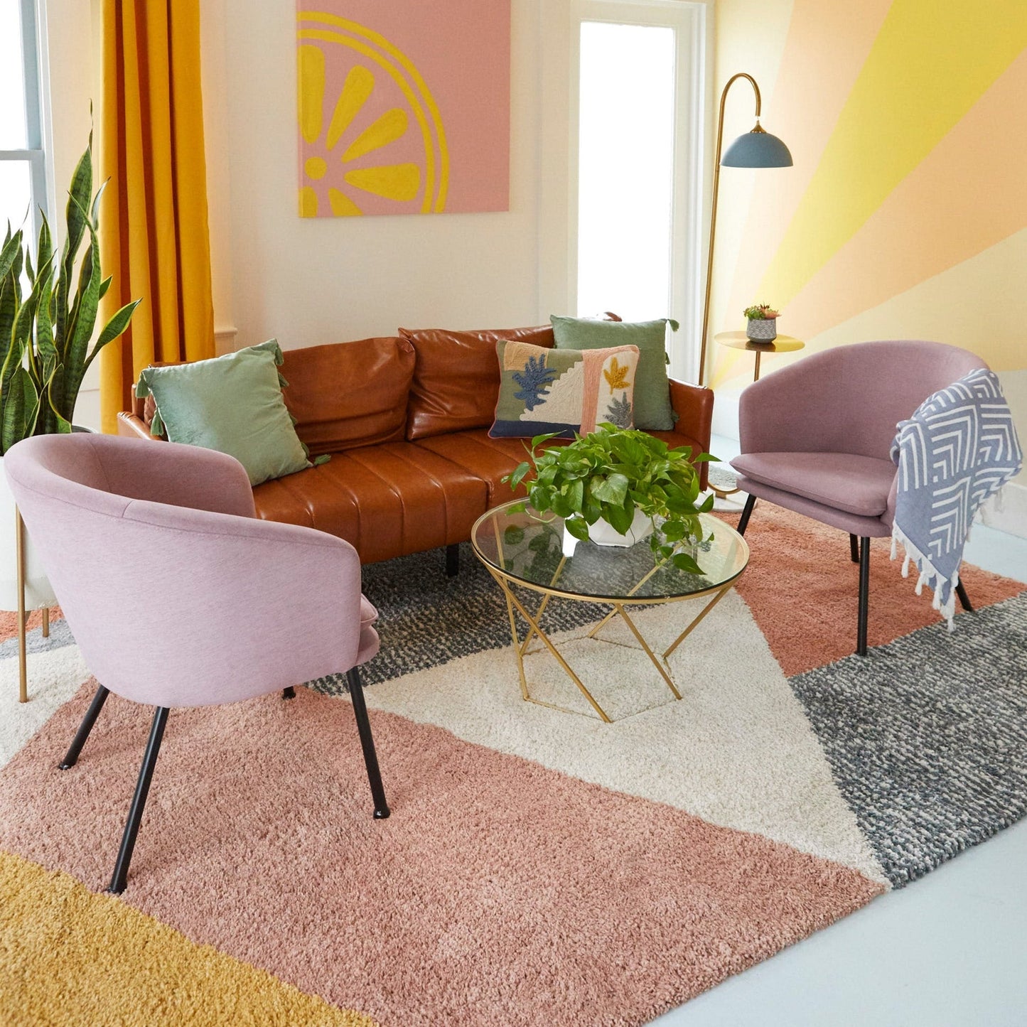 Tappeto Merril Mid-Century Modern Color Block Shag