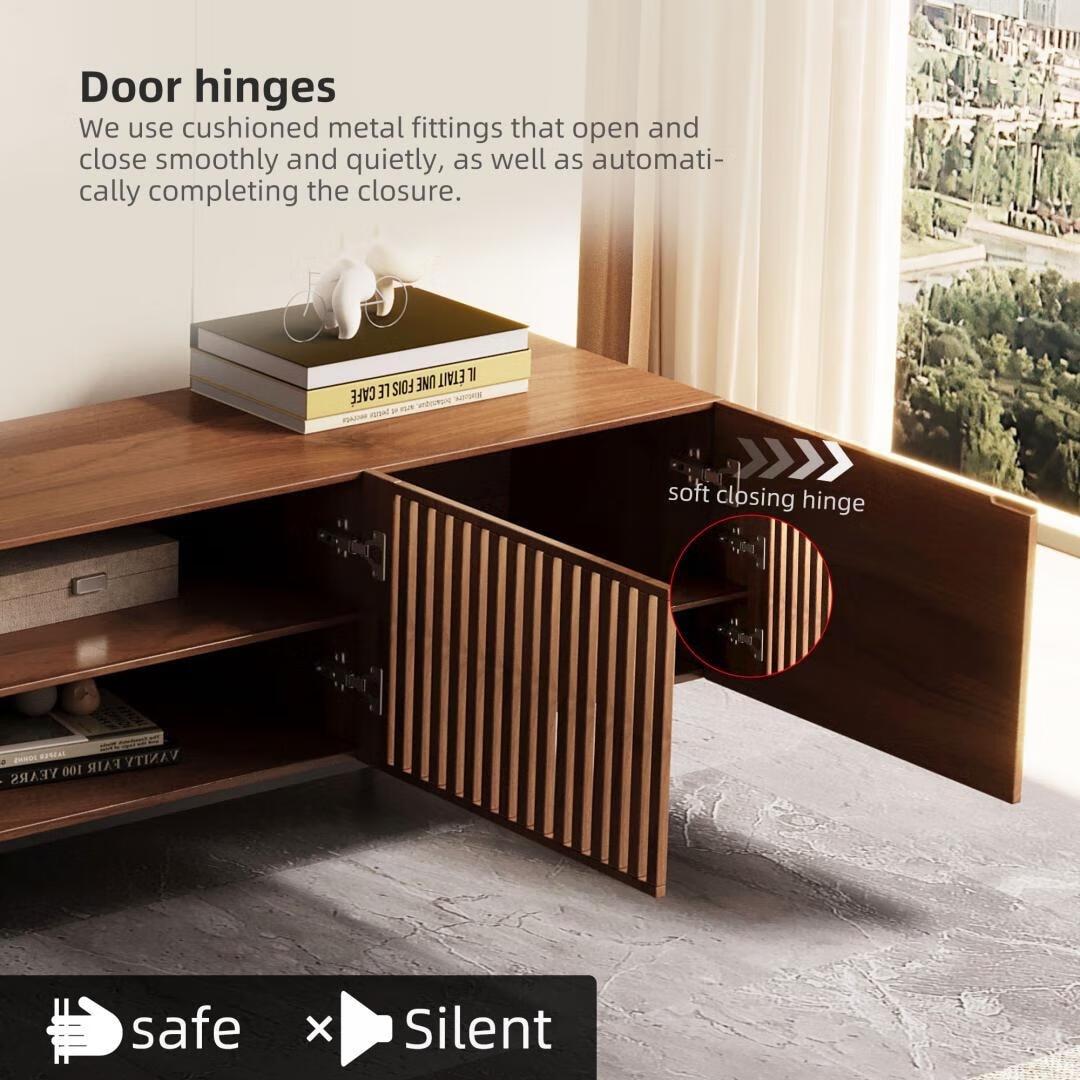 Mobile porta TV moderno di metà secolo con 4 ante, adatto a TV fino a 100 pollici, centro di intrattenimento per soggiorno