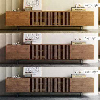 Mobile porta TV moderno di metà secolo con 4 ante, adatto a TV fino a 100 pollici, centro di intrattenimento per soggiorno