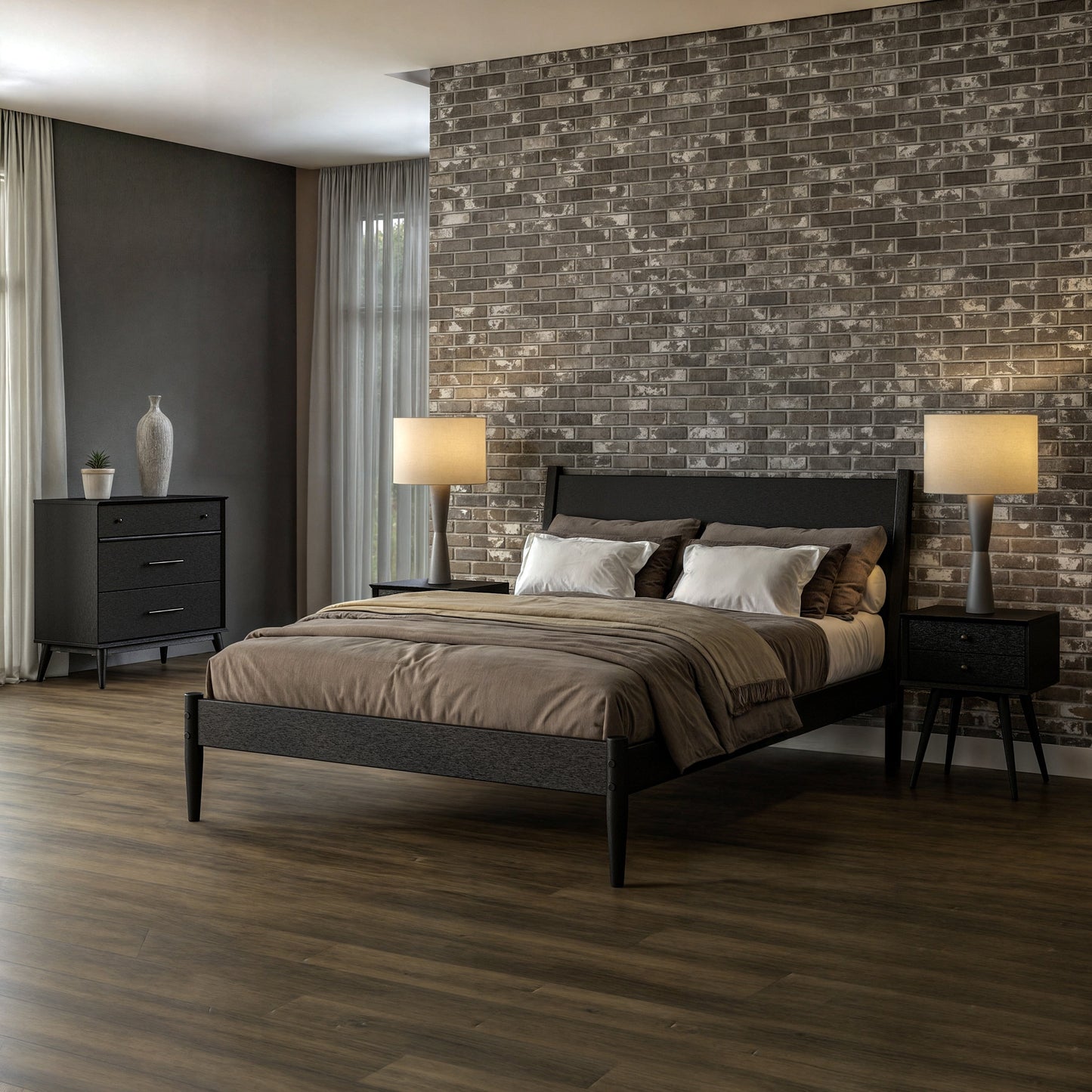 Letto a pannelli di metà secolo