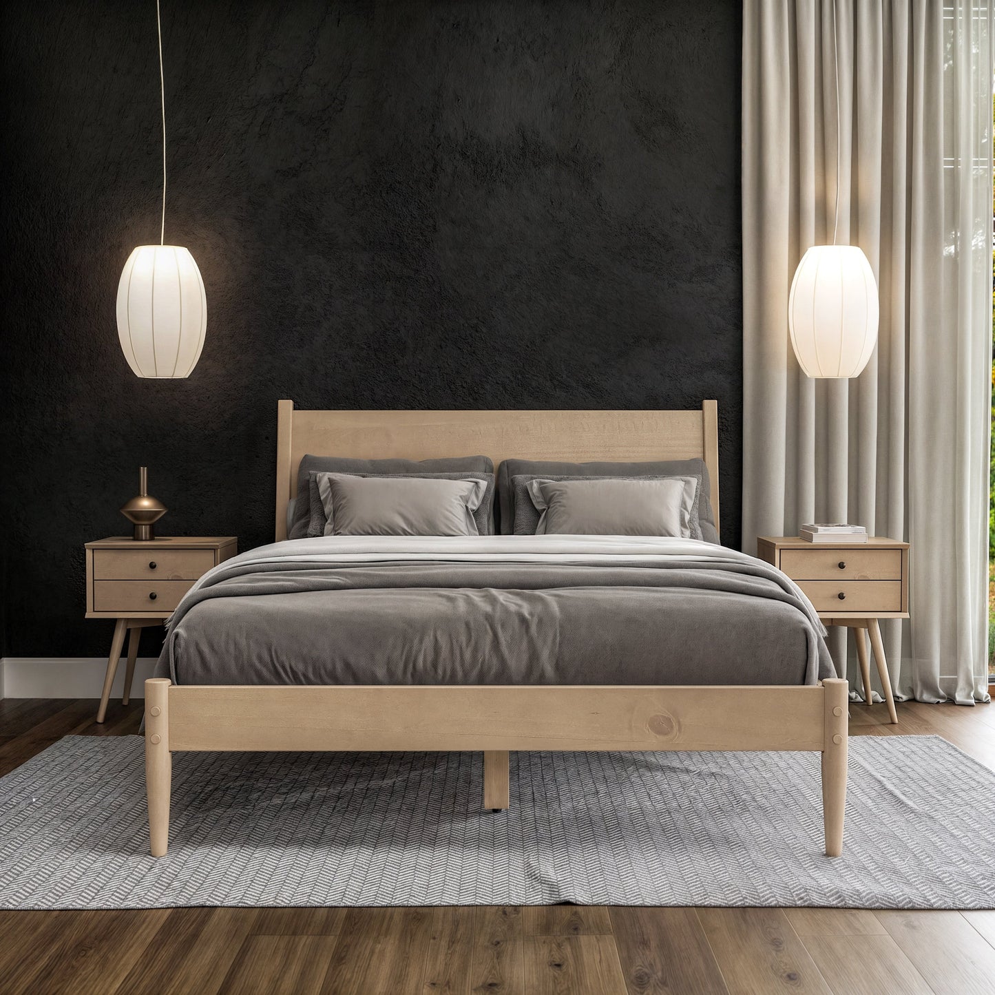 Letto a pannelli di metà secolo