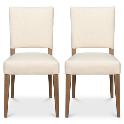 Sedia da pranzo in lino e rovere di metà secolo - Set di 2